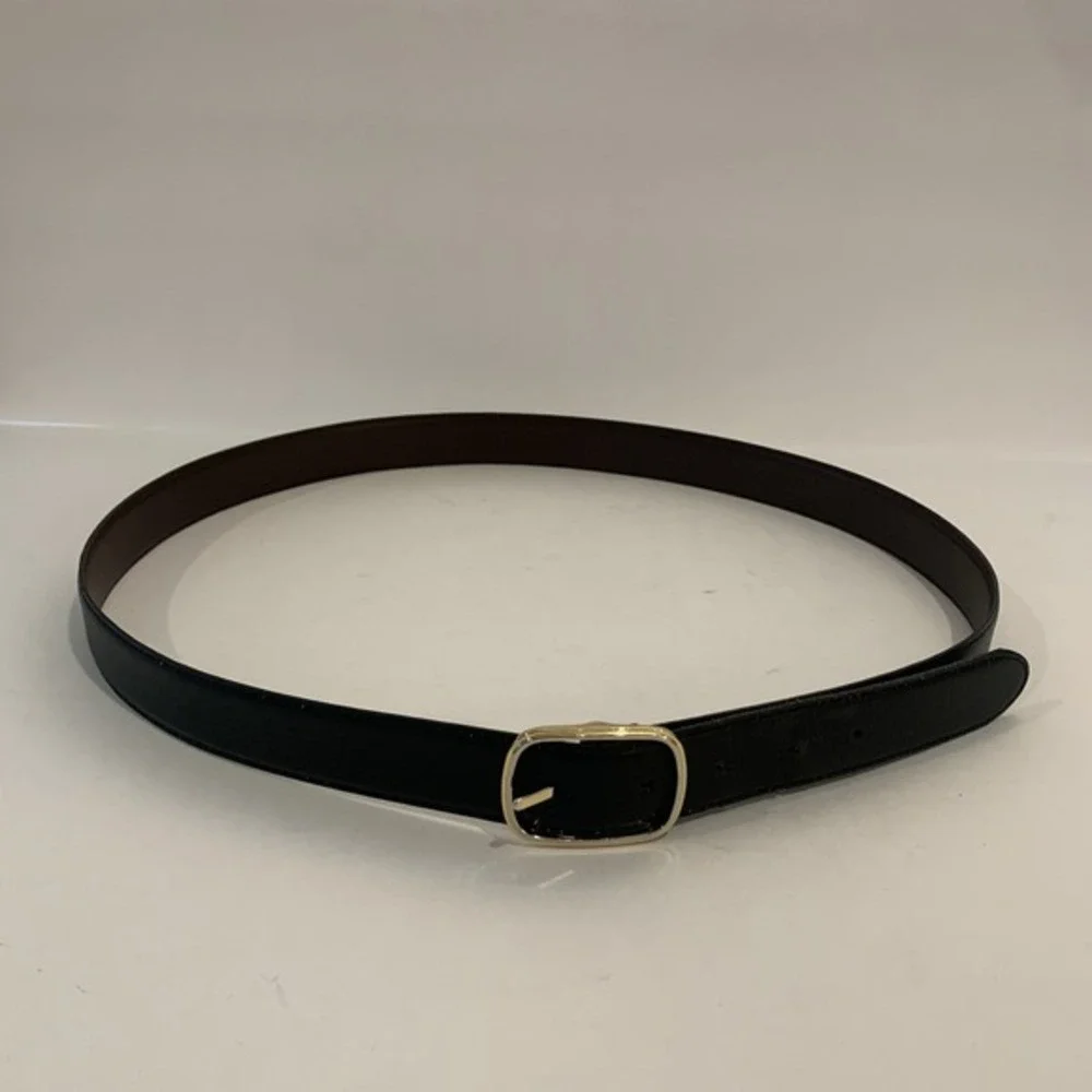 Black Leather Belt Size 42 Gold Buckle Made in‎ Uruguay Classic Dress Belt